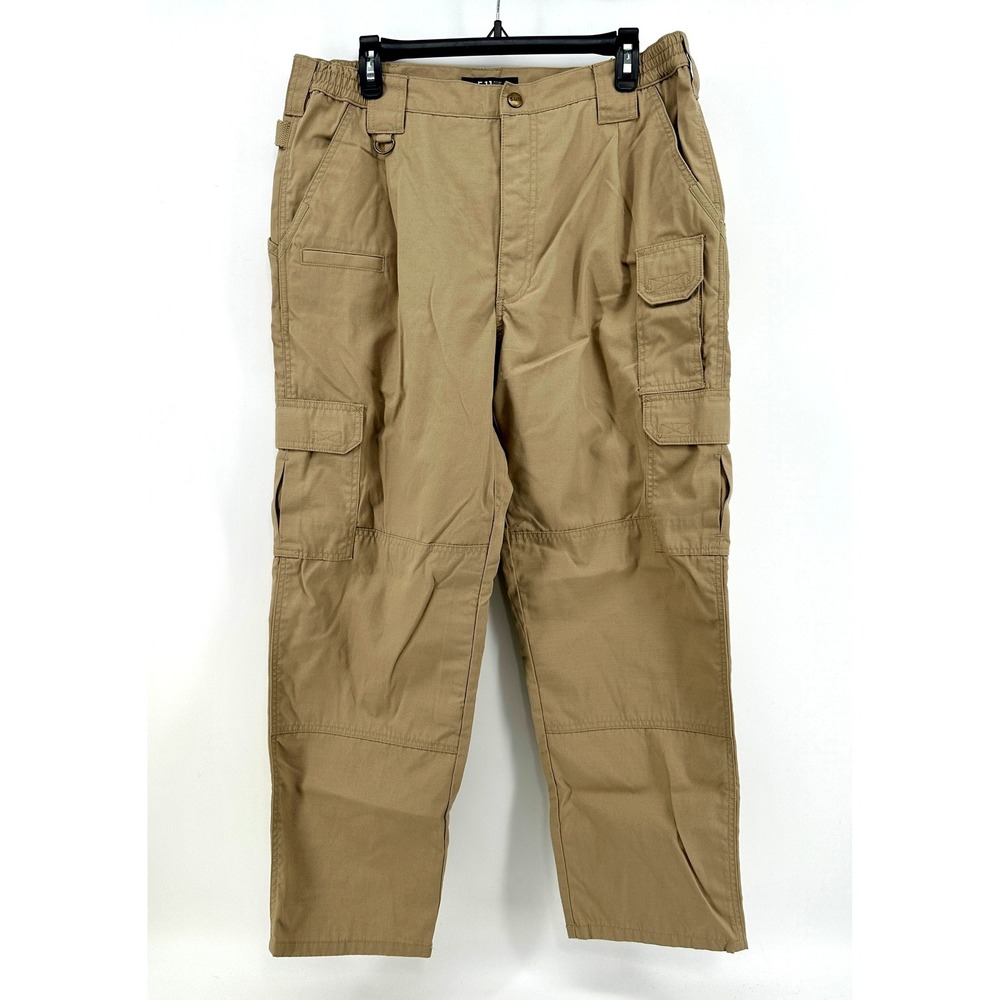 5.11 Tactical Cargo Pants Mens 36x30 Tan Regular Fit Ripstop Elastic Waist